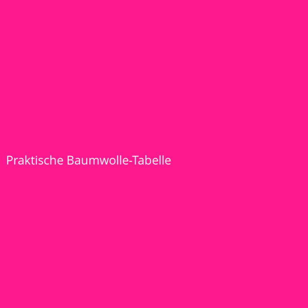 Praktische Baumwolle-Tabelle